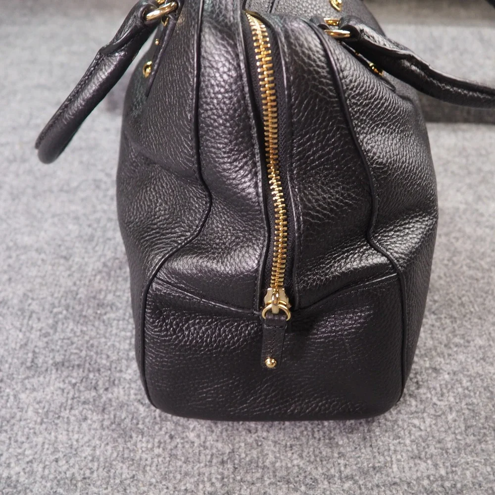 Michael Kors Large Dome Satchel Bag Black Pebbled Leather Gold 38H5CMKS3L